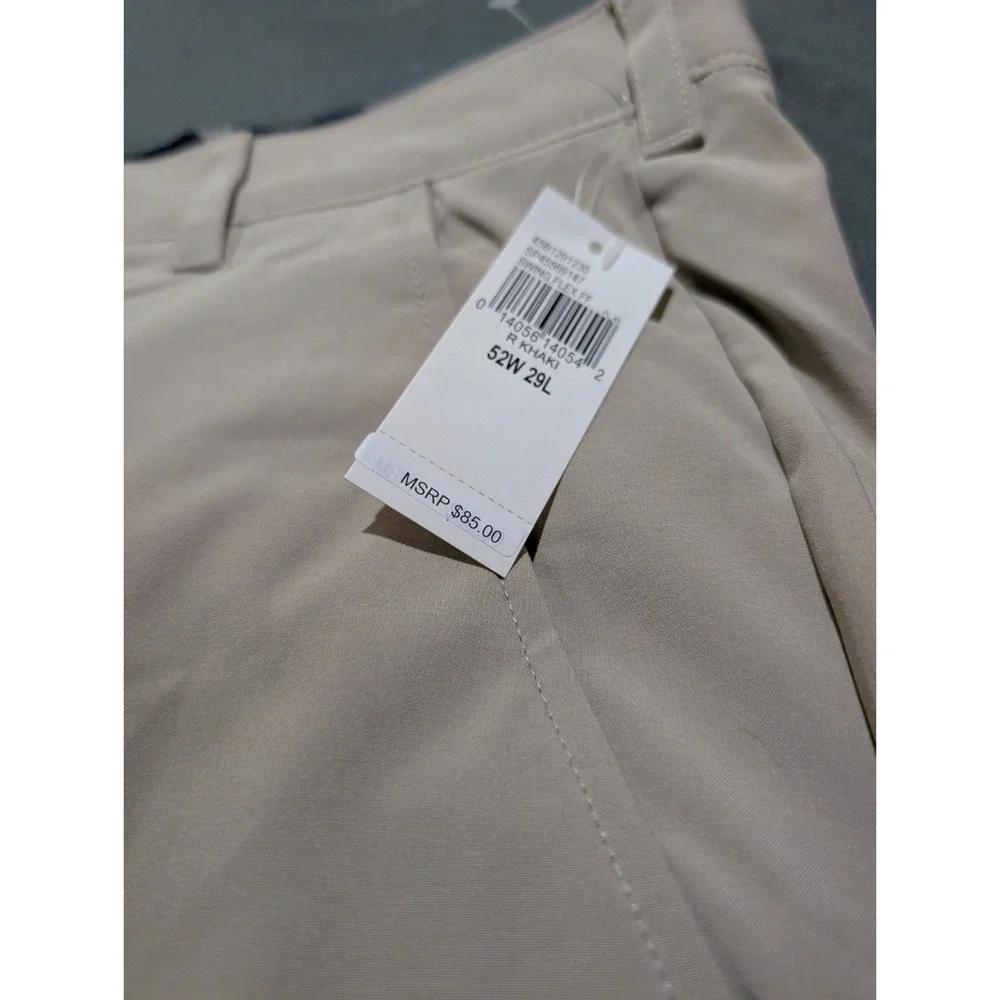 New Mens Izod Beige Swingflex 4 Way Stretch Moisture Wicking Golf Pants 52x29
